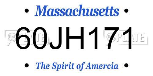 60JH171 Massachusetts License Plate