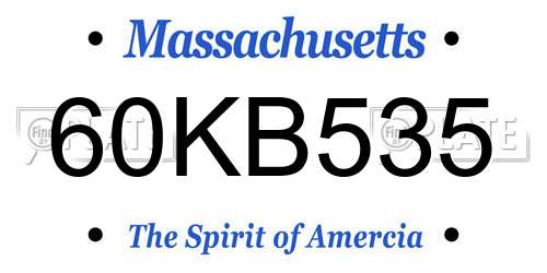 60KB535 Massachusetts License Plate