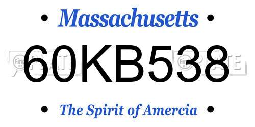 60KB538 Massachusetts License Plate