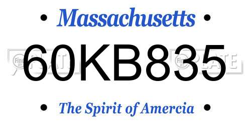 60KB835 Massachusetts License Plate