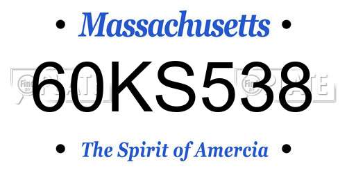 60KS538 Massachusetts License Plate