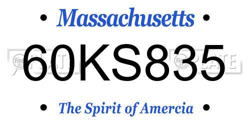 60KS835 Massachusetts License Plate
