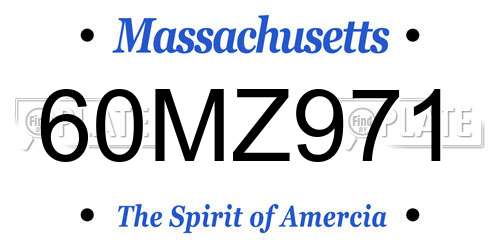 60MZ971 Massachusetts License Plate
