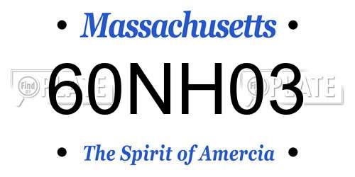 60NH03 Massachusetts License Plate