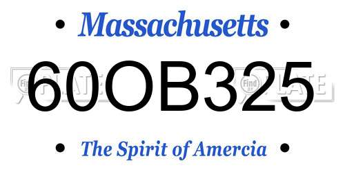 60OB325 Massachusetts License Plate