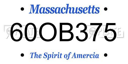 60OB375 Massachusetts License Plate