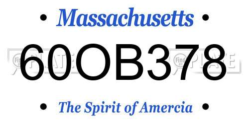 60OB378 Massachusetts License Plate