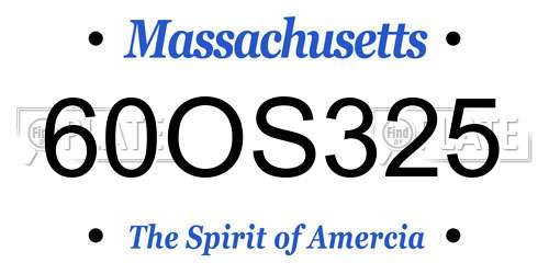 60OS325 Massachusetts License Plate