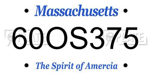 60OS375 Massachusetts License Plate