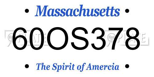 60OS378 Massachusetts License Plate