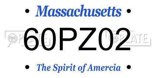 60PZ02 Massachusetts License Plate