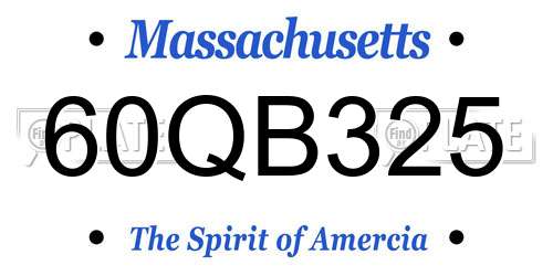 60QB325 Massachusetts License Plate
