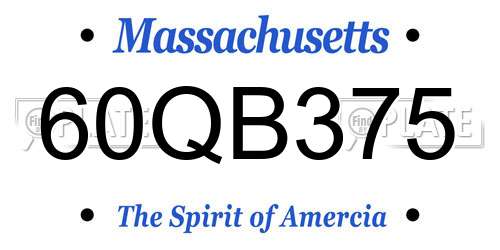 60QB375 Massachusetts License Plate