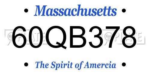 60QB378 Massachusetts License Plate
