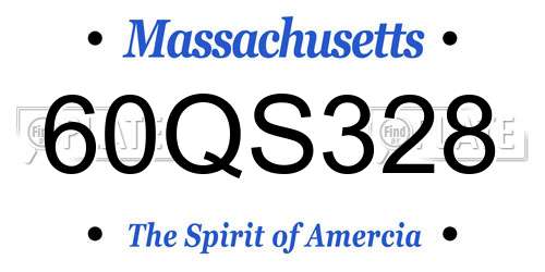 60QS328 Massachusetts License Plate