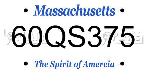 60QS375 Massachusetts License Plate