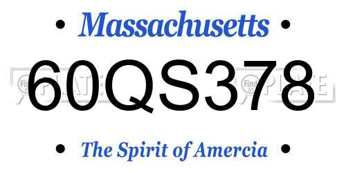 60QS378 Massachusetts License Plate