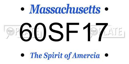 60SF17 Massachusetts License Plate