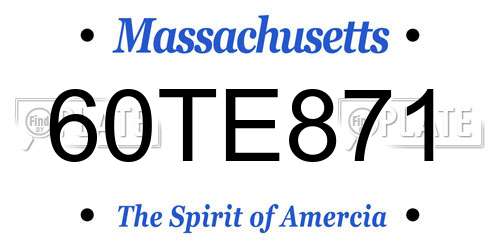 60TE871 Massachusetts License Plate
