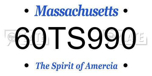 60TS990 Massachusetts License Plate