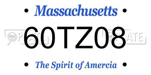 60TZ08 Massachusetts License Plate