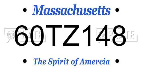 60TZ148 Massachusetts License Plate