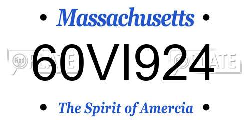 60VI924 Massachusetts License Plate