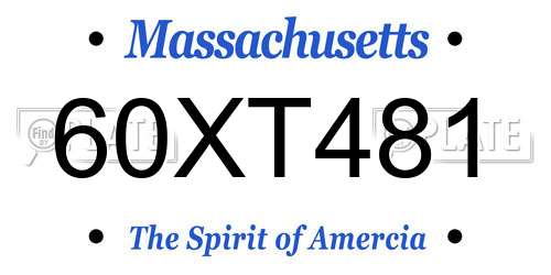60XT481 Massachusetts License Plate