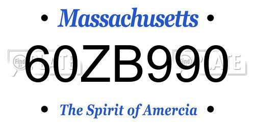 60ZB990 Massachusetts License Plate