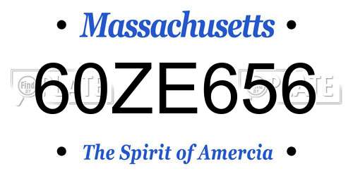 60ZE656 Massachusetts License Plate