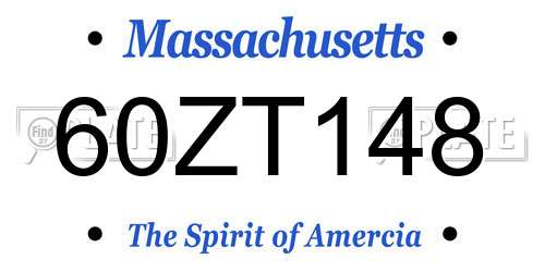 60ZT148 Massachusetts License Plate