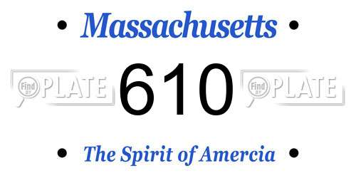 610 Massachusetts License Plate