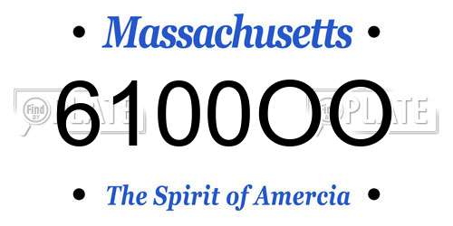 6100OO Massachusetts License Plate