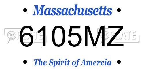 6105MZ Massachusetts License Plate