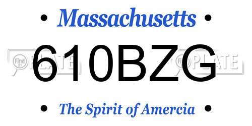 610BZG Massachusetts License Plate