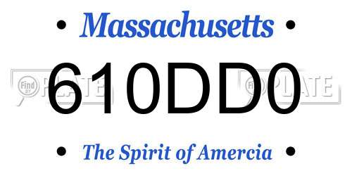 610DD0 Massachusetts License Plate