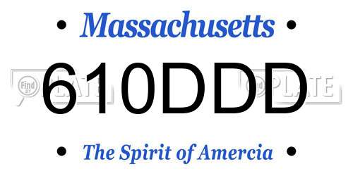 610DDD Massachusetts License Plate