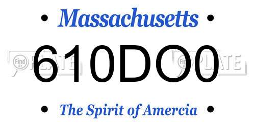 610DO0 Massachusetts License Plate