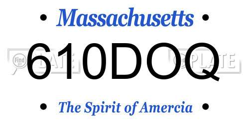 610DOQ Massachusetts License Plate