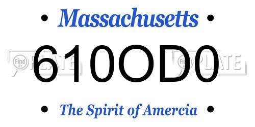 610OD0 Massachusetts License Plate