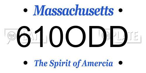 610ODD Massachusetts License Plate
