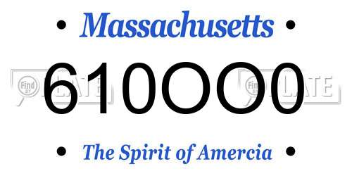 610OO0 Massachusetts License Plate