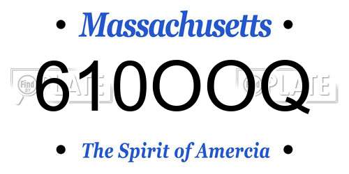 610OOQ Massachusetts License Plate