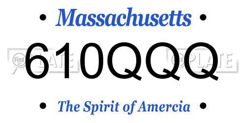 610QQQ Massachusetts License Plate