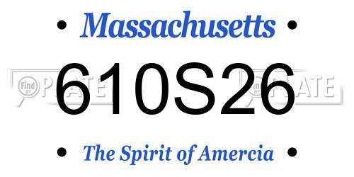 610S26 Massachusetts License Plate