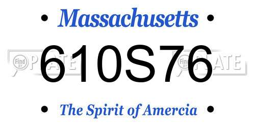 610S76 Massachusetts License Plate