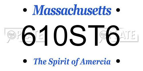 610ST6 Massachusetts License Plate