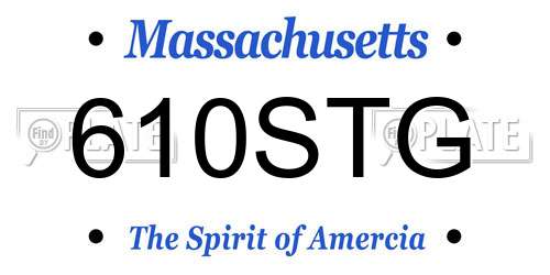 610STG Massachusetts License Plate