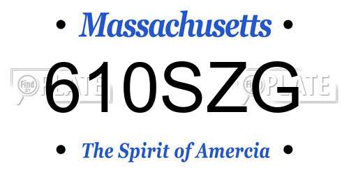 610SZG Massachusetts License Plate