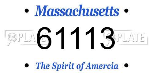 61113 Massachusetts License Plate
